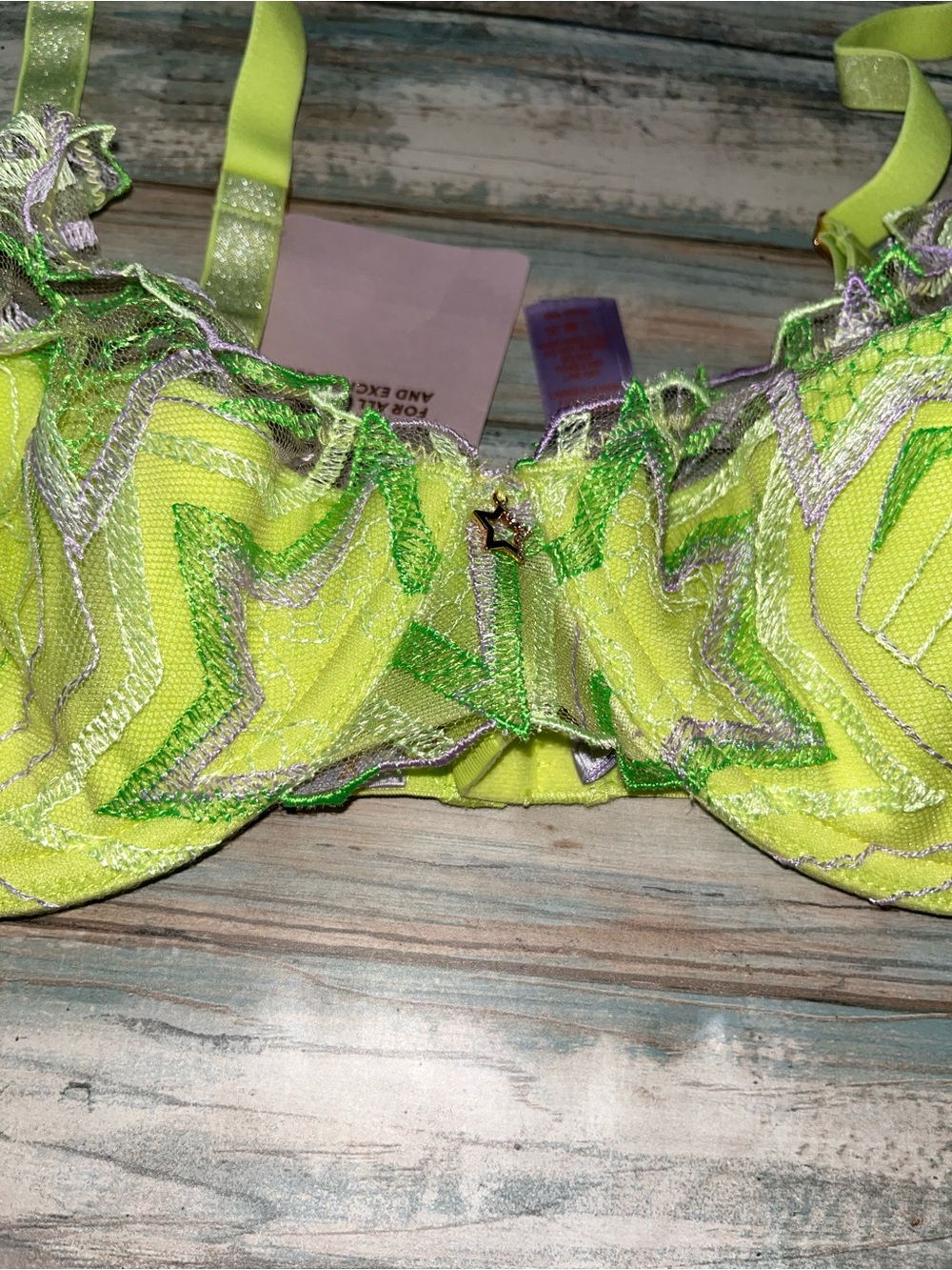 NWT Savage X Fenty Shining Star Embroidered Half Cup Plunge Bra 38D - Picture 4 of 7